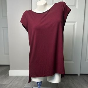 EILEEN FISHER Women's M Viscose & Spandex Maroon Capped-Sleeve Slight A-Line Top